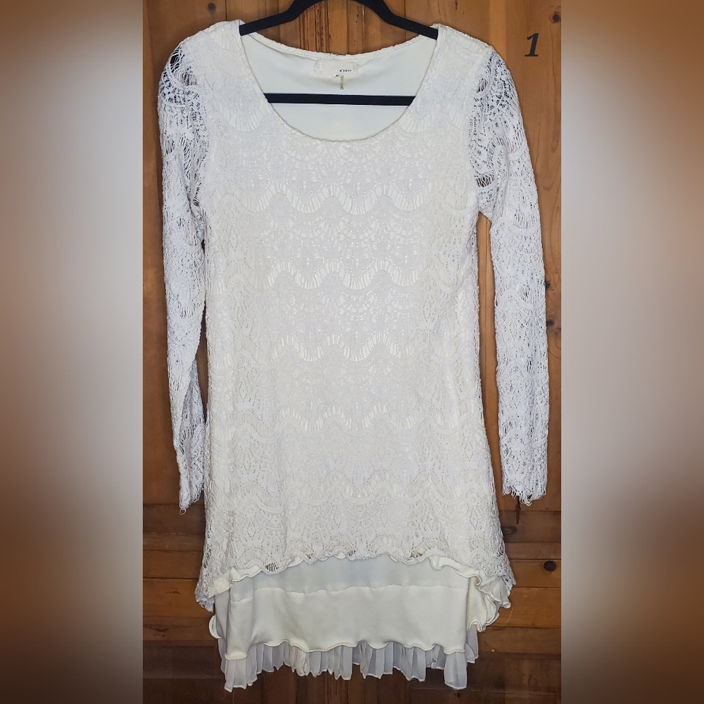 A'Reve White Lace High Low Dress